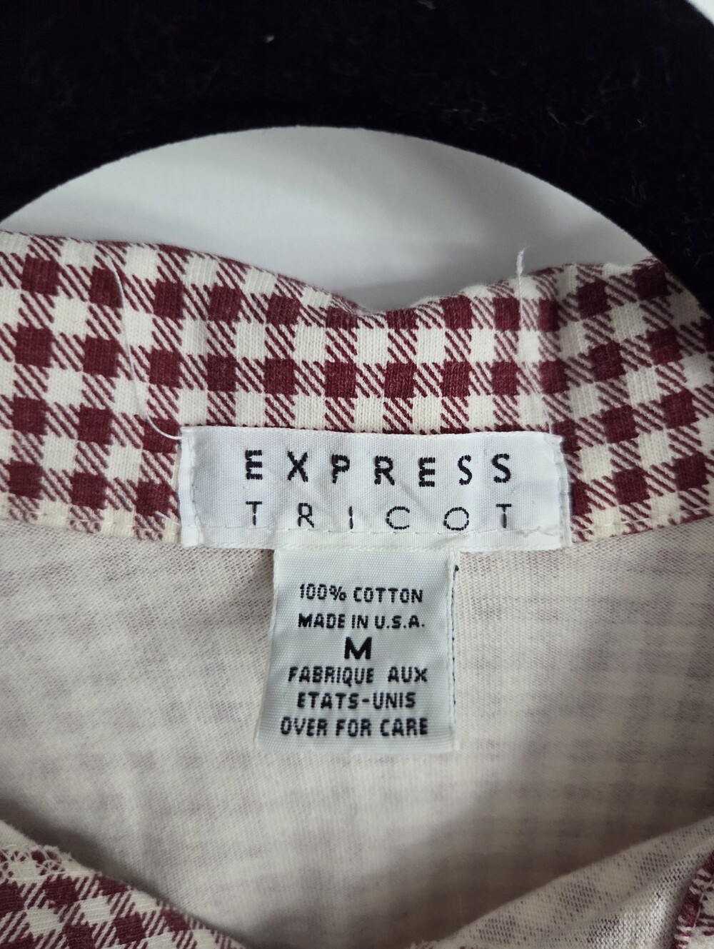 Vintage Burgundy Gingham Sleeveless Shirt - Picture 15 of 16